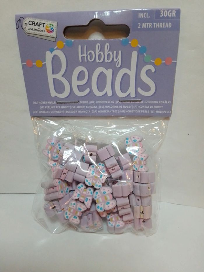 Perles de loisirs "Papillons" violets + fil