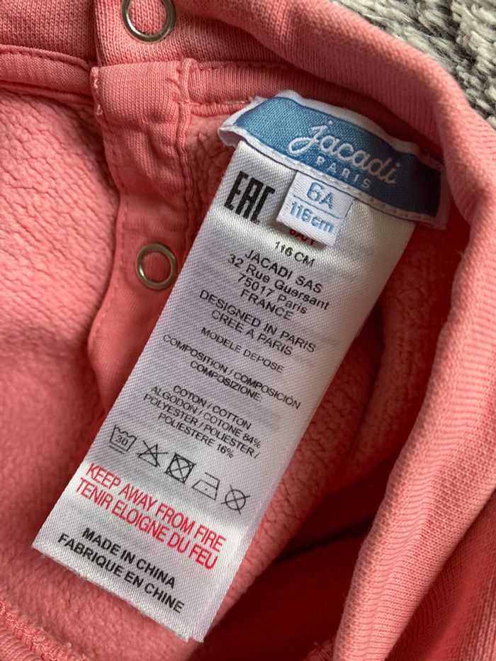 Sweat-shirt Jacadi rose - 6 ans - photo numéro 7