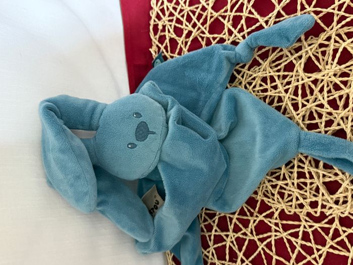 Doudou plat lapin NATTOU Lapidou vert bleu maxi doudou losange 65 cm - photo numéro 3