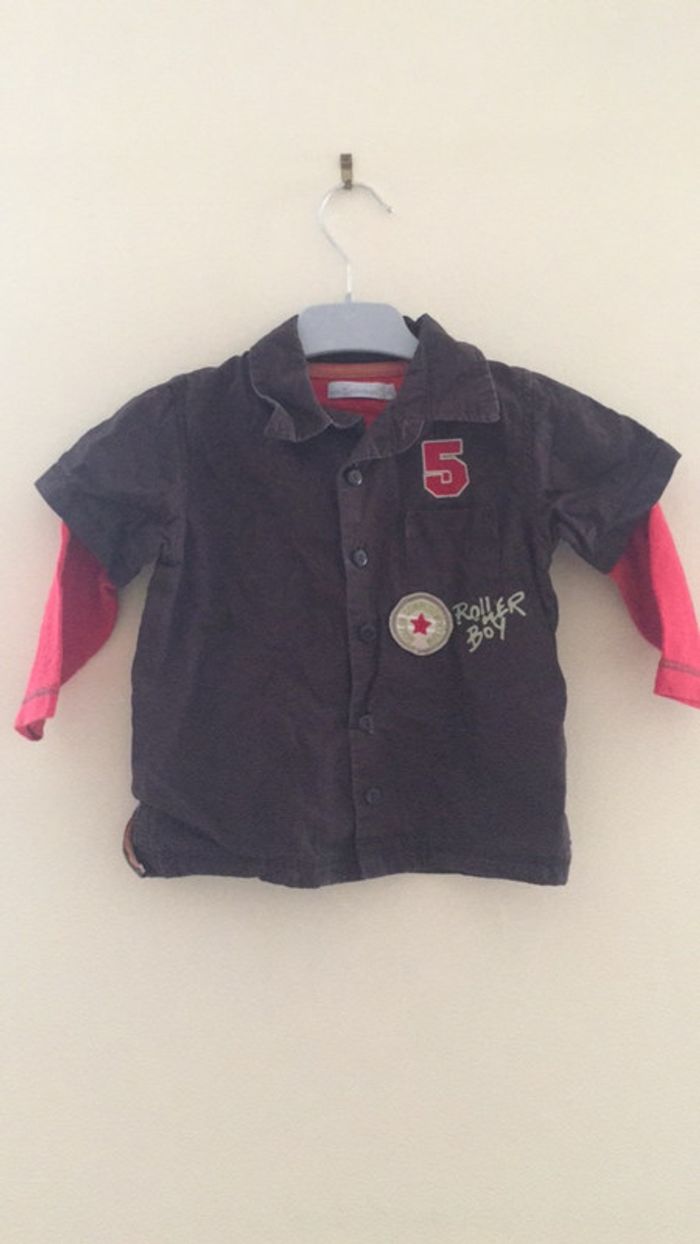 Teeshirt à longues manches rouge et marron