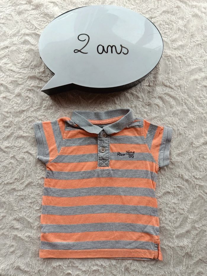 Polo tee shirt manches courtes rayé Garçon 2 ans New York In Extenso
