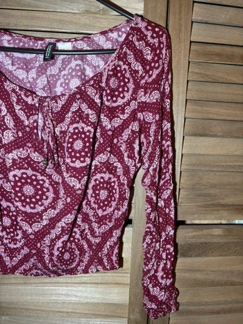 Haut manches longues bordeaux à perles H&M taille S