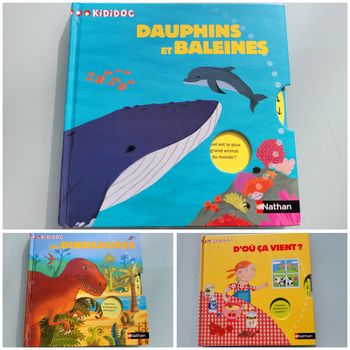 Livres animé à tirettes Kididoc : D'où ça vient ? Dauphins et Baleines et Les Dinosaures