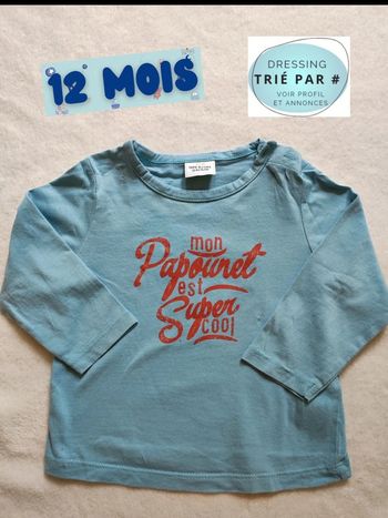 Tee shirt manches longues 12 mois papounet