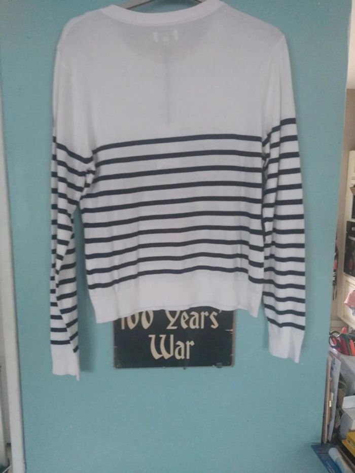 Pull fin Burton style marinière blanc et bleu taille m - photo numéro 3