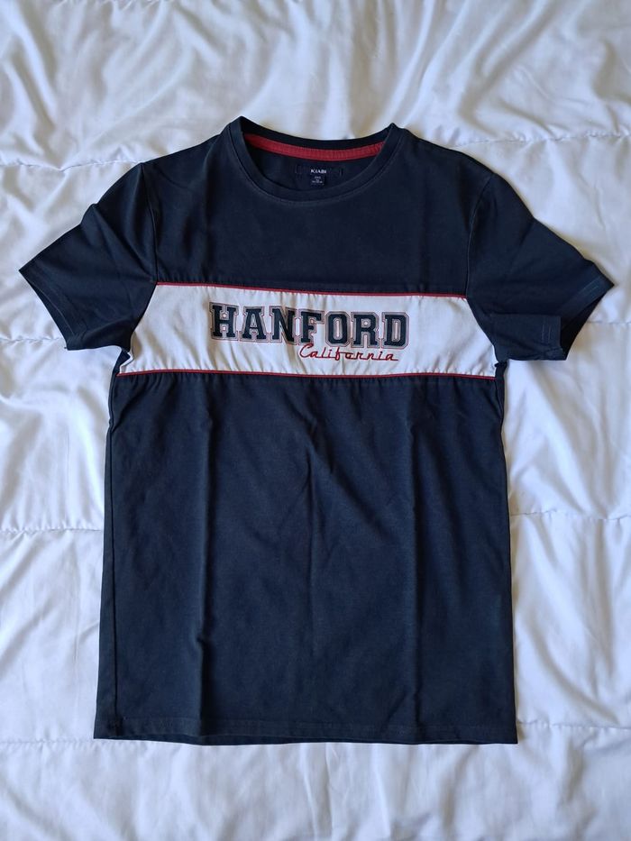 T shirt bleu marine et blanc 12 ans