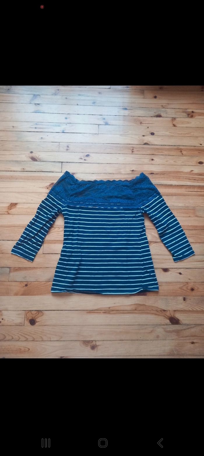 T-shirt manche mi-longue type marinière