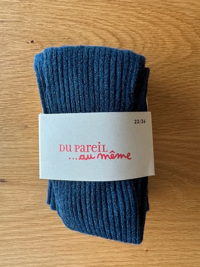 Collant bleu marine côtelé et irisé NEUF - Taille 3 Ans - photo numéro 2