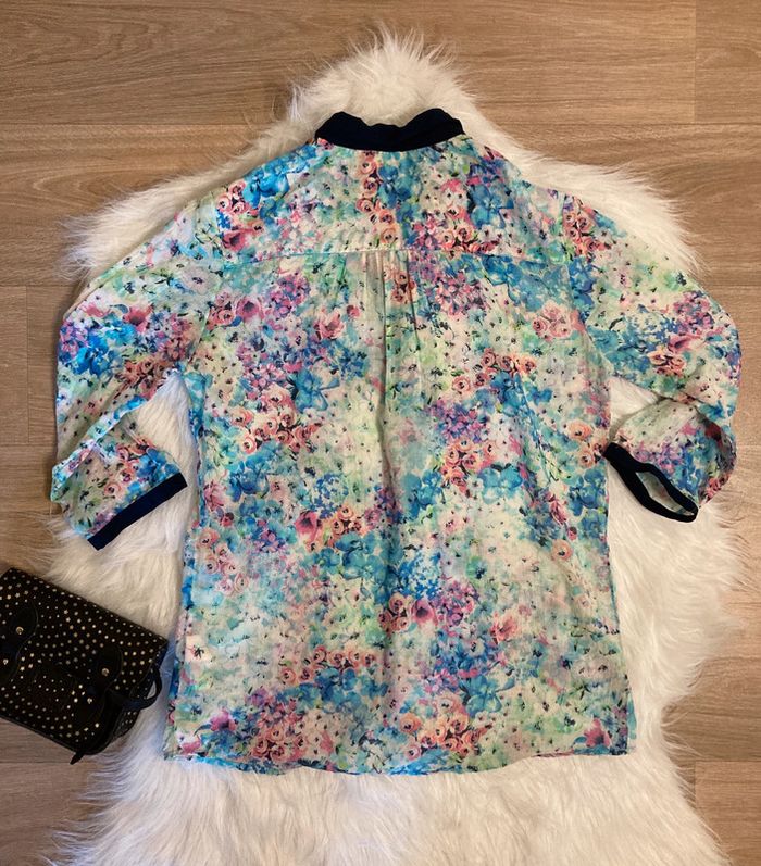 jolie Chemise légère Fleurie bleue Bershka – S / 36 - photo numéro 7