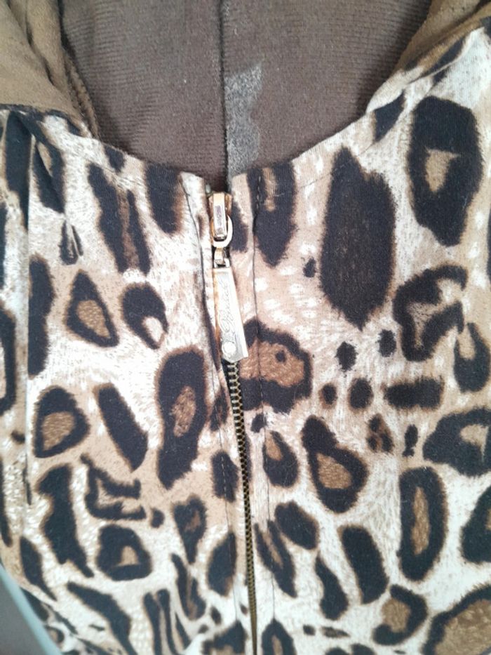 Veste capuche zip leopard brodé et strass Redial Luxury - photo numéro 2