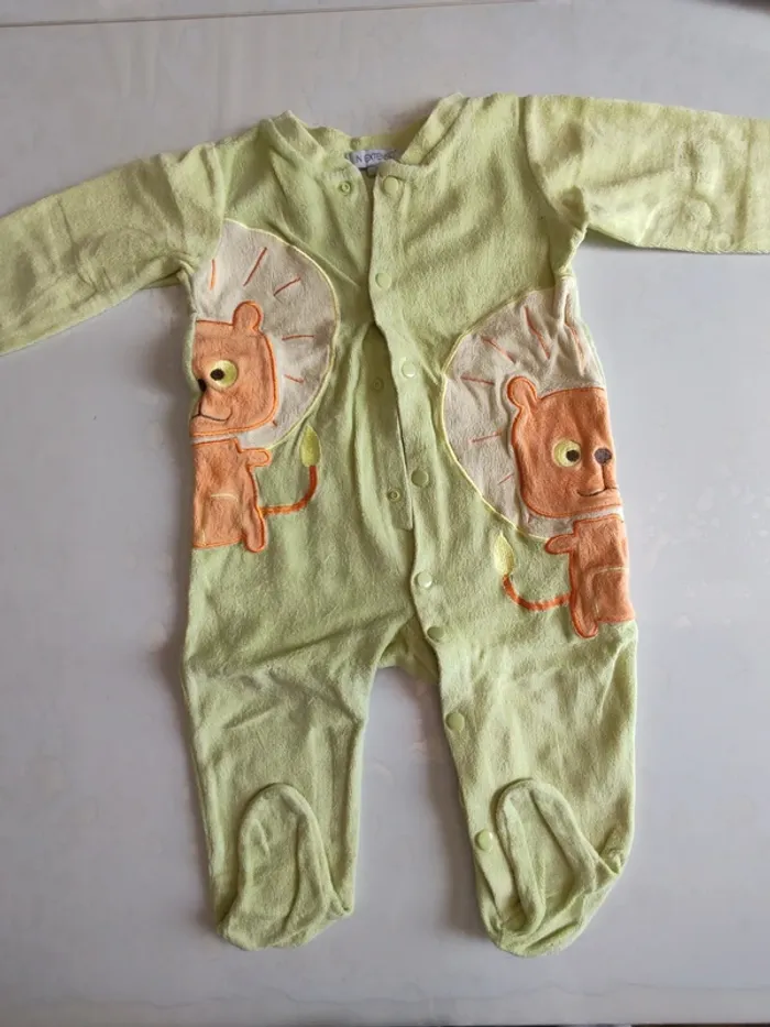 Lot pyjama 12 mois velours coton - photo numéro 4