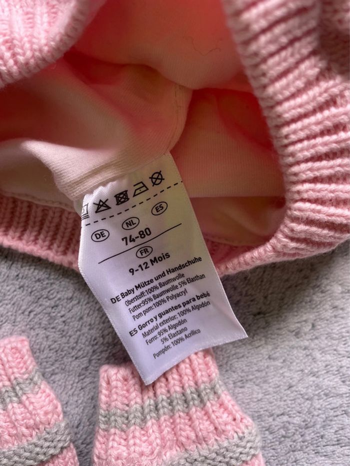 Ensemble bonnet et moufles, 9/12 mois - photo numéro 2