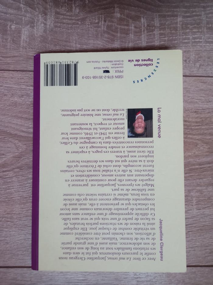 Livre -la mal venue-Jacqueline Clergeau - photo numéro 2