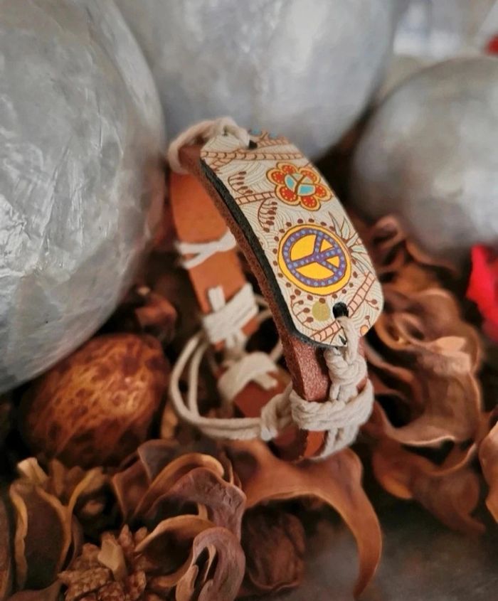 F19 bracelet cuir bohème marron ajustable - photo numéro 3