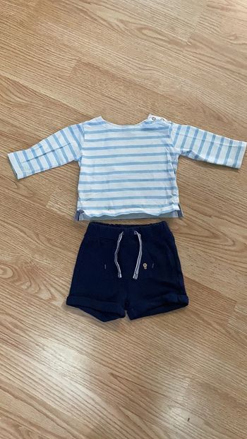 Ensemble short marine obaibi T-shirt bout’Chou 6 mois