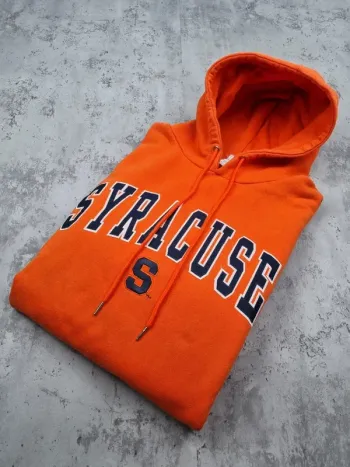 Pull à capuche universitaire orange – L Hommes (taille très grand)