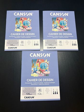 Lot de 3 cahiers de dessin 17 x 22 cm
