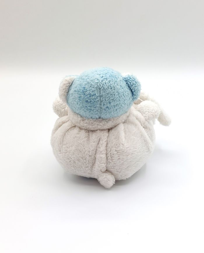 Peluche petit modèle doudou ours boule Musti Mustela bleu blanc écharpe hauteur 11 cm - photo numéro 2
