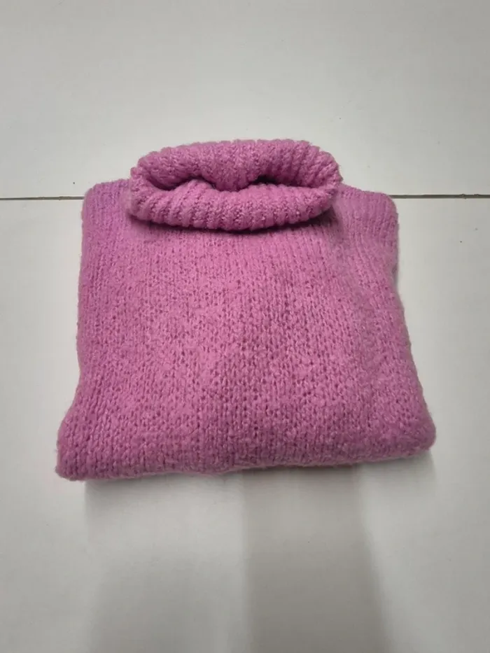 Pull col roulé rose - photo numéro 3