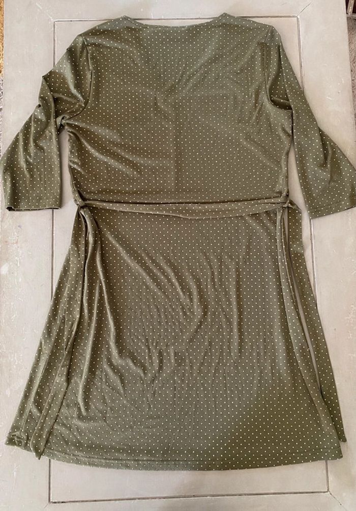 Robe Vero Moda vert kaki à pois dorés taille M - photo numéro 12