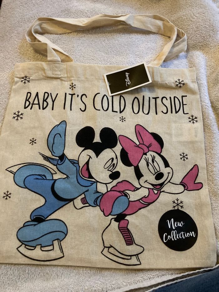 Tote bag Mickey et minnie patineur sur glace