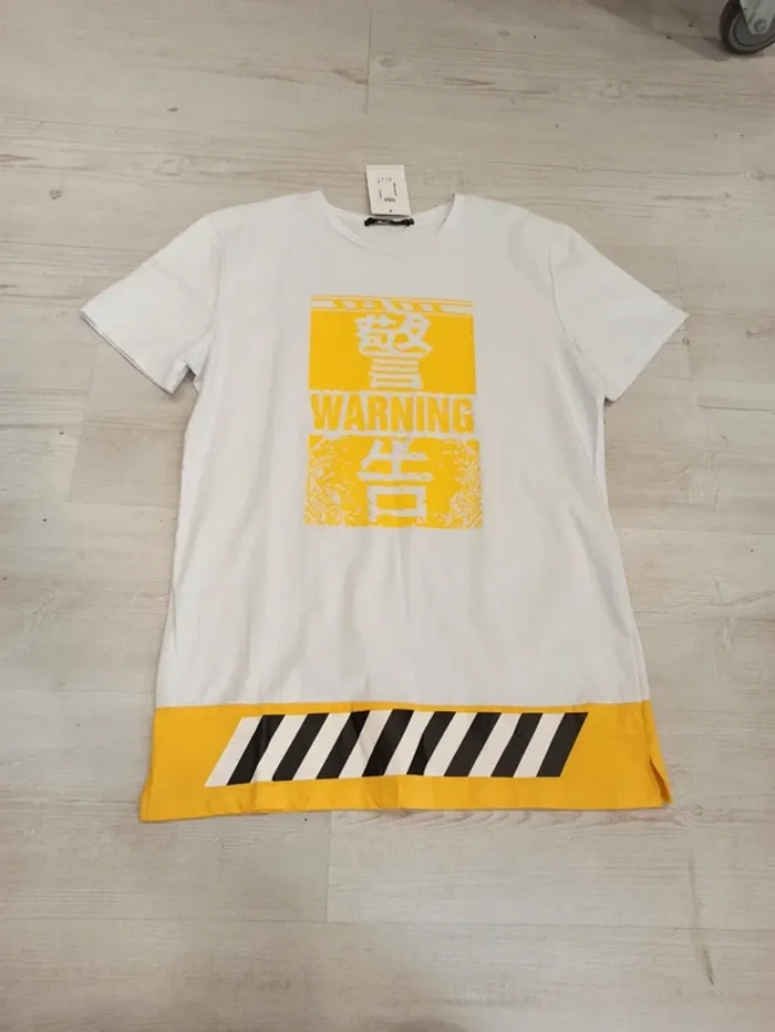 Tee shirt blanc et jaune homme