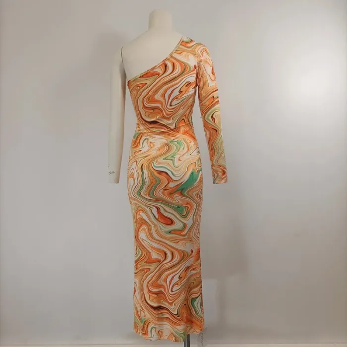 Robe longue vintage 90's - noue à la taille manches asymétriques - photo numéro 4