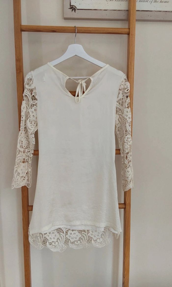 Robe courte crochet blanc crème T36 - photo numéro 7