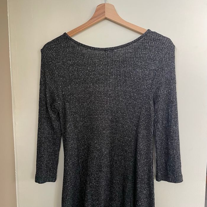 Robe trapèze marron/noire chinée Pimkie M manches 3/4 maille fluide style casual chic V075 - photo numéro 8