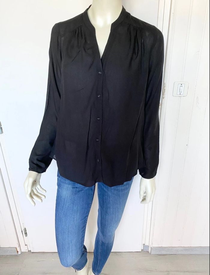 Blouse fluide boutonnée – TEX – Noire classique – Taille 38/M – Excellent état