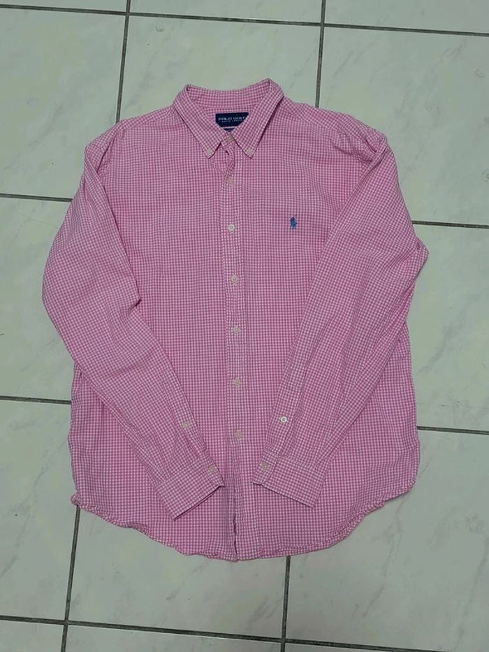 Chemise Polo Golf Ralph Lauren – Carreaux Roses & Blancs – Custom Fit – Vintage Y2K - photo numéro 8
