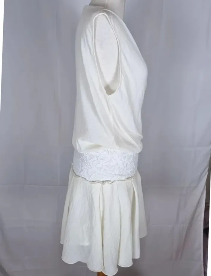 Robe courte Maje légère crème et dentelles blanches T1/36/S - photo numéro 4