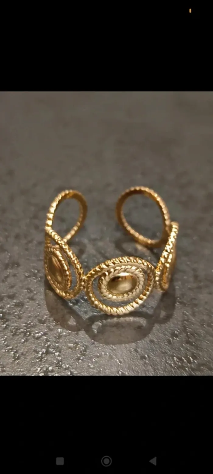 Bague dorée ronds acier inoxydable - photo numéro 3