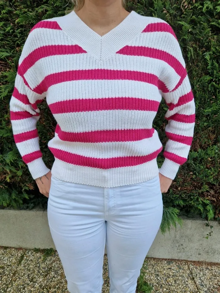🌸 Jolie Pull rayé - Amisu - Taille 38 (M) 🌸 - photo numéro 3