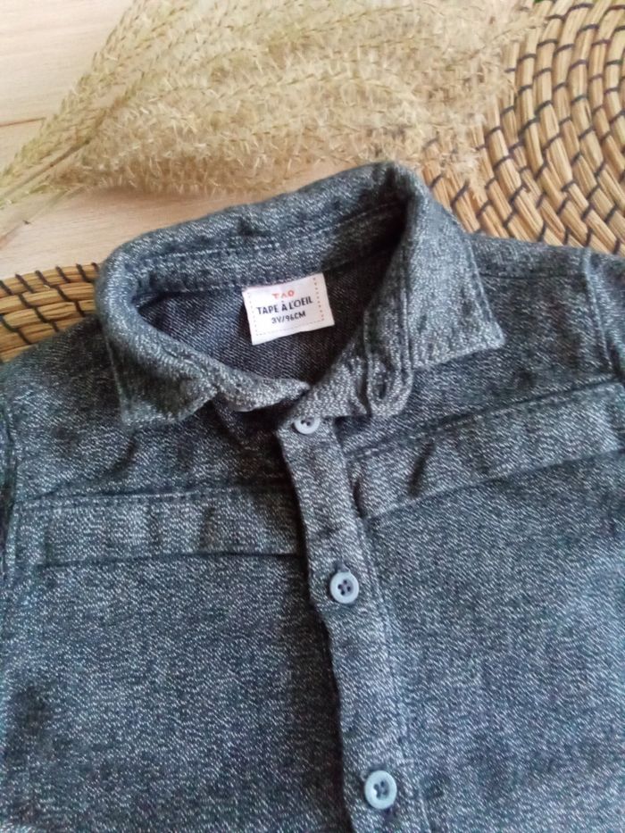 Chemise gris chiné manches longues Tape à l'oeil taille 3 ans - photo numéro 4