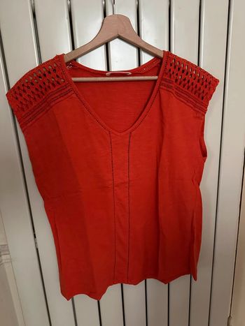 T-shirt orange detail dentelle Camaieu M