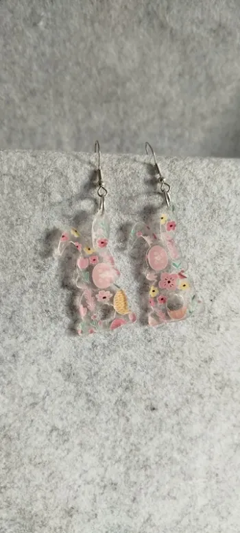 🍄 Boucles d’oreilles ▪ lapin en acrylique transparent décoration Pâques