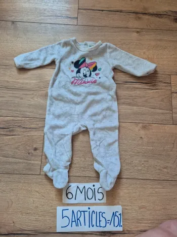Pyjama velours gris Disney Minnie  6 mois 🌟