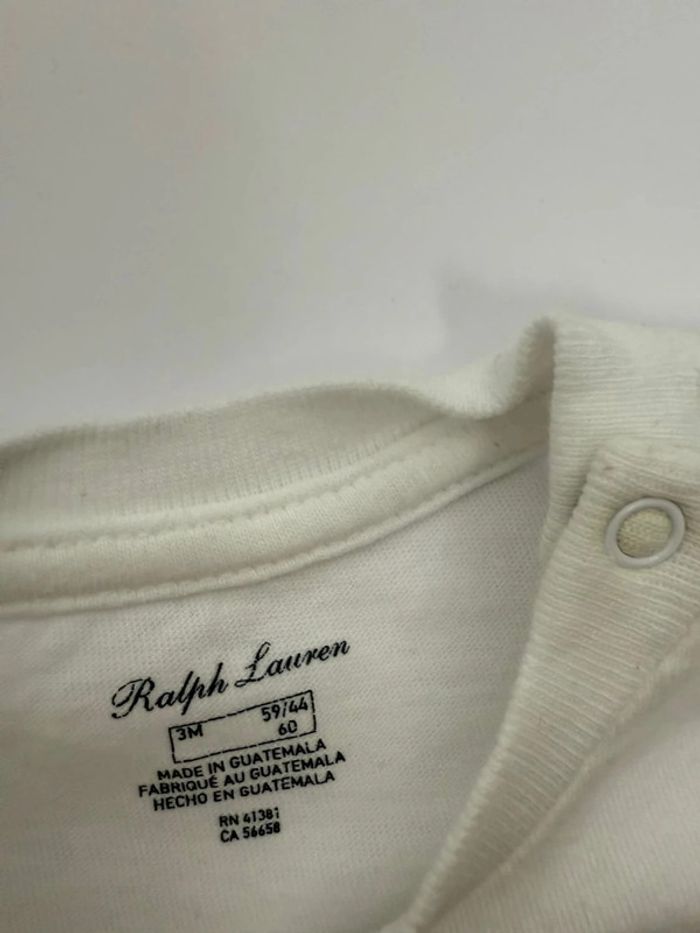 T-shirt Ralph Lauren Bear 3 mois,62 cm parfait état - photo numéro 3