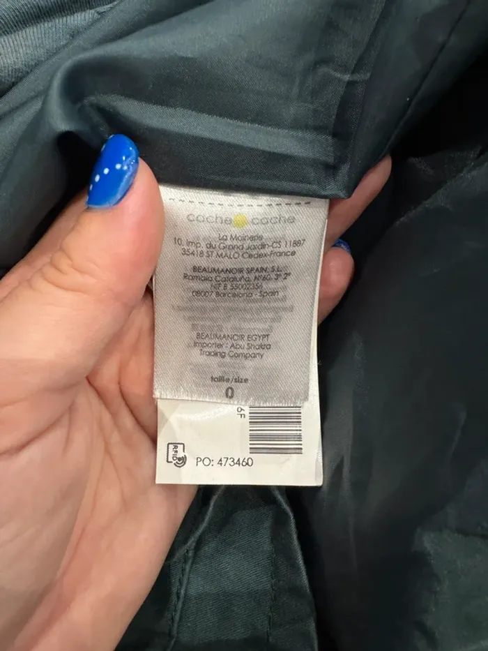 Manteau parka bleu/vert cache cache - photo numéro 8