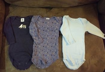 Lot de 3 bodies manches longues Petit Bateau