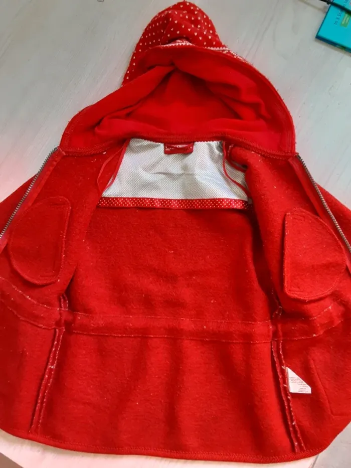 Manteau laine vierges rouge renne T. 4 ans - photo numéro 3