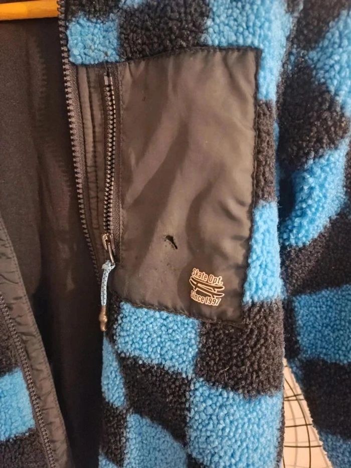 Veste a capuche et a carreaux bleu / noir taille 122-128 - photo numéro 5