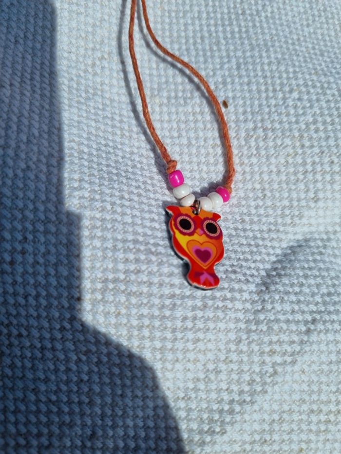 Collier et pendentif hiboux fantaisie fille - photo numéro 2