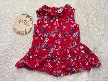 Robe rouge fleurie petit bateau bébé fille 6 mois