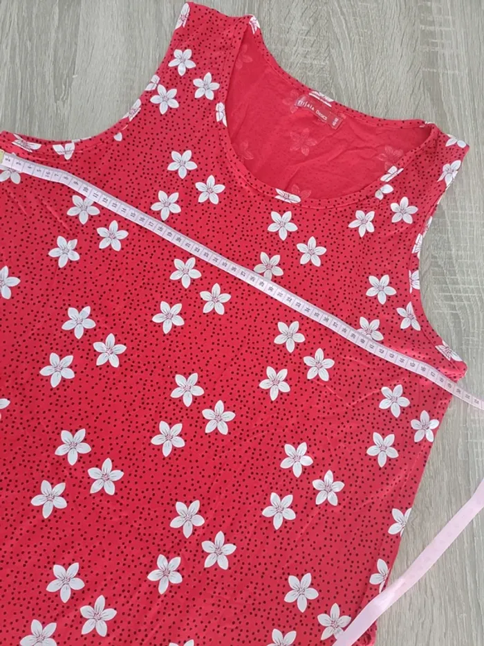 Robe rouge avec fleurs blanches - 46-48- - photo numéro 6