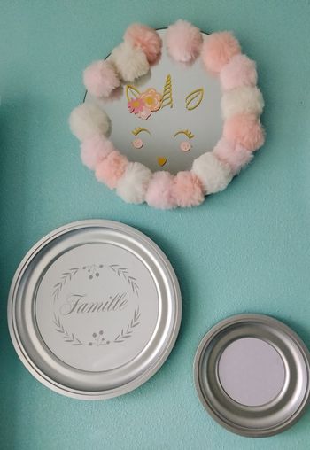 Miroir mural licorne et cadres argenté