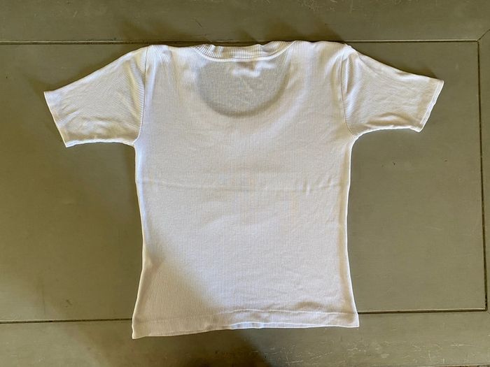 Tee shirt Etam vintage Made in France blanc maille côtelé taille S / M - photo numéro 9