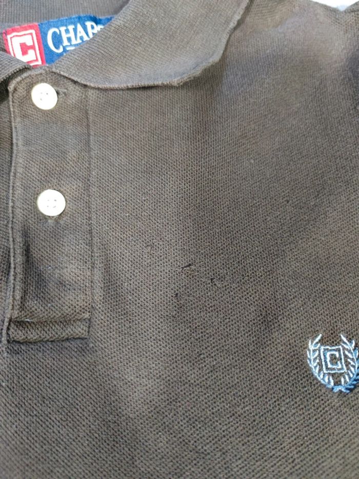 Polo Manches Longues Chaps Marron Logo Brodé Taille L Homme - photo numéro 6