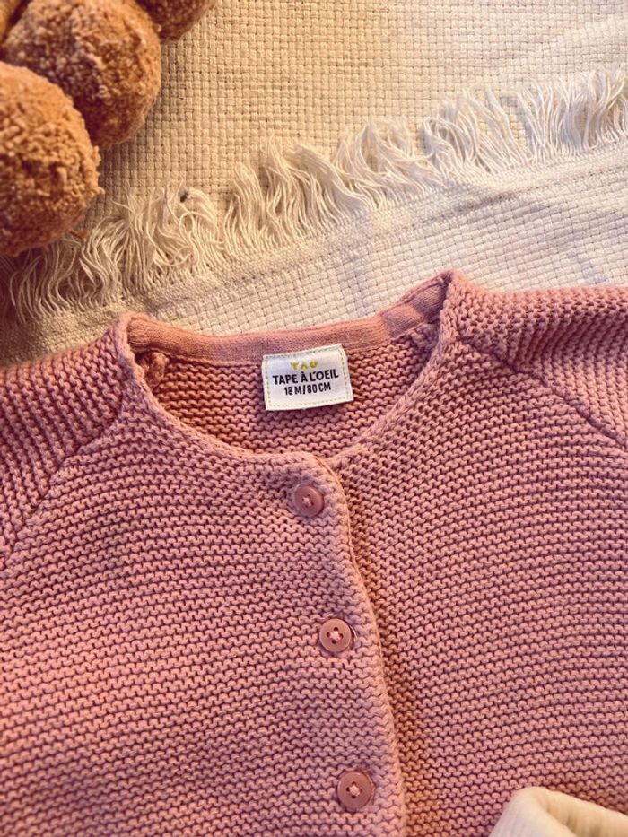 Ensemble gilet maille rose tape à l’œil tao pantalon velours côtelé gemo 18 mois - photo numéro 7